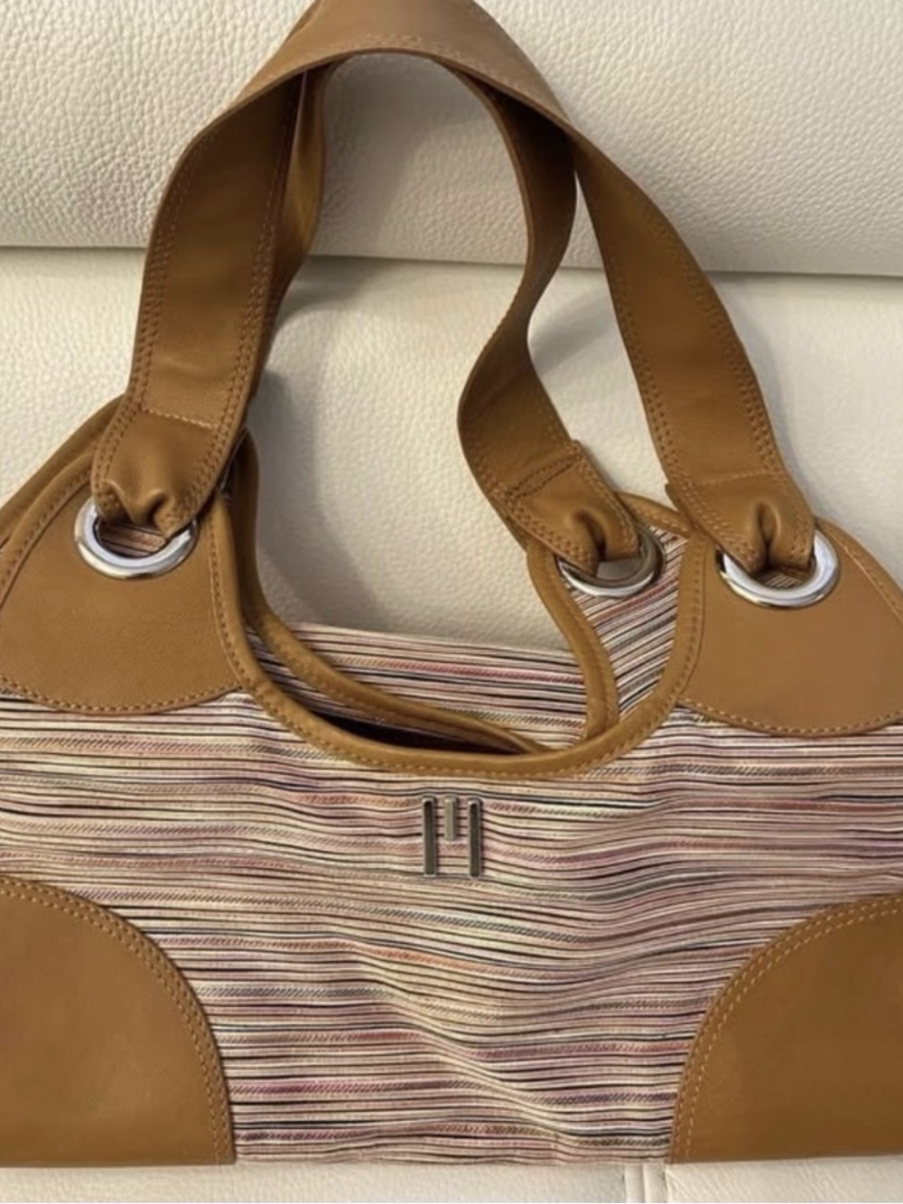 Missoni Striped Leather Trim Hobo Shoulder Bag Y2K Boho Luxury